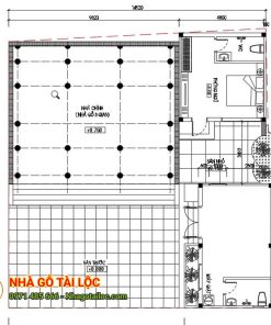 Nhà 3 gian 22 cột có cột đồng trụ