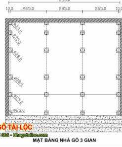 Nhà gỗ lim 3 gian 24 cột
